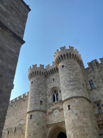 A fortified medieval gatehouse with twin round towers, Rhodes Old Town