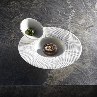 Ristorante Berton, Porta Nuova Milan — Andrea Berton's plated tasting course on white linen