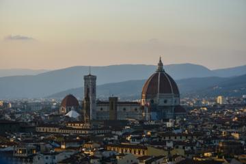 Florence rooftops and the Duomo at sunset