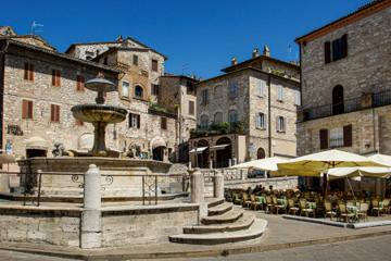 Umbrian hilltop village at golden hour