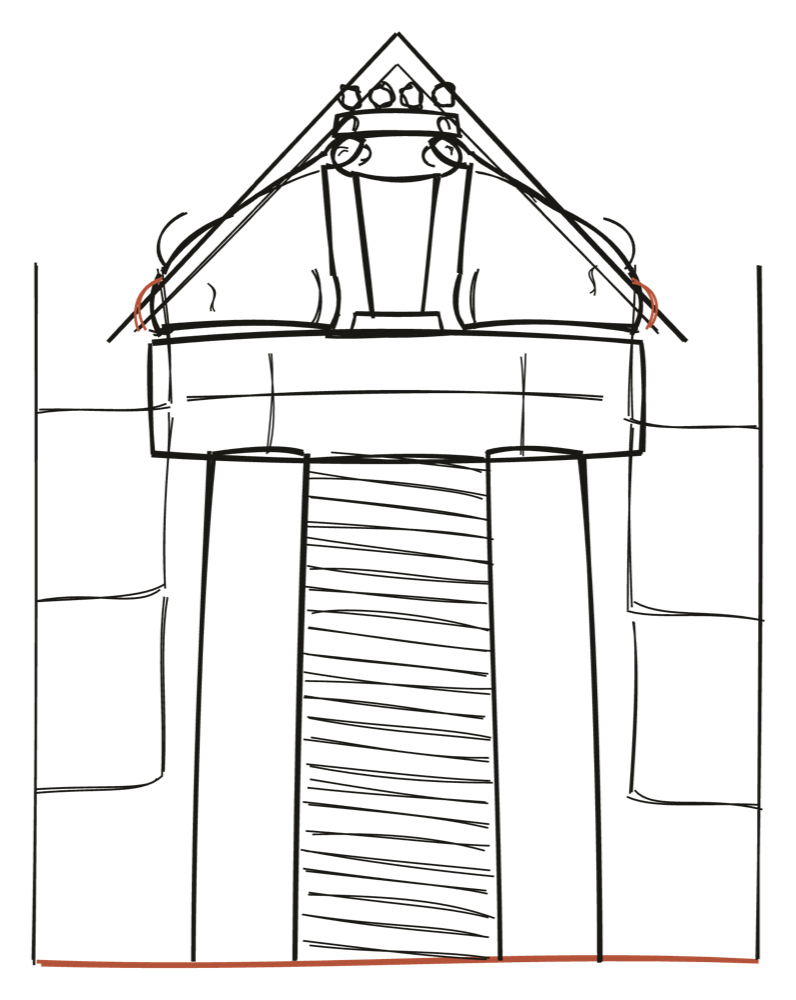 A hand-drawn Lion Gate of Mycenae