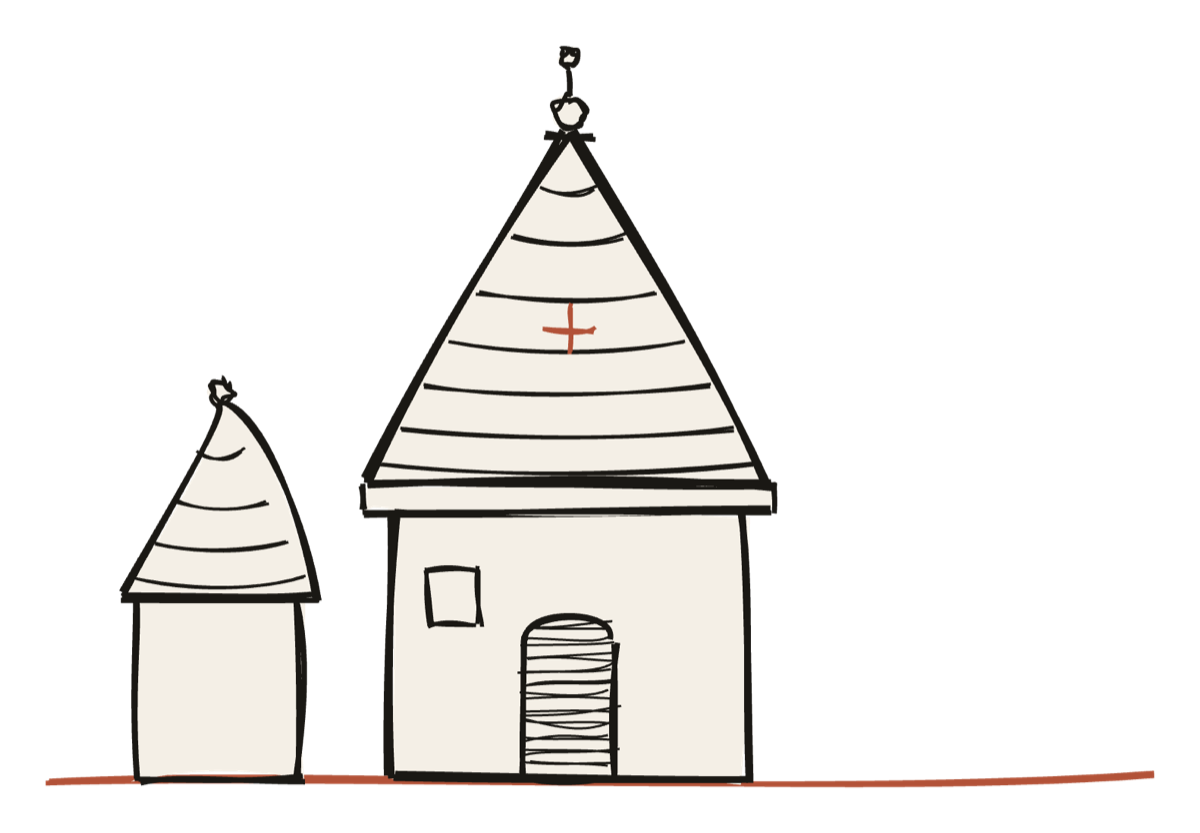 A hand-drawn Puglian trullo with its conical stone roof