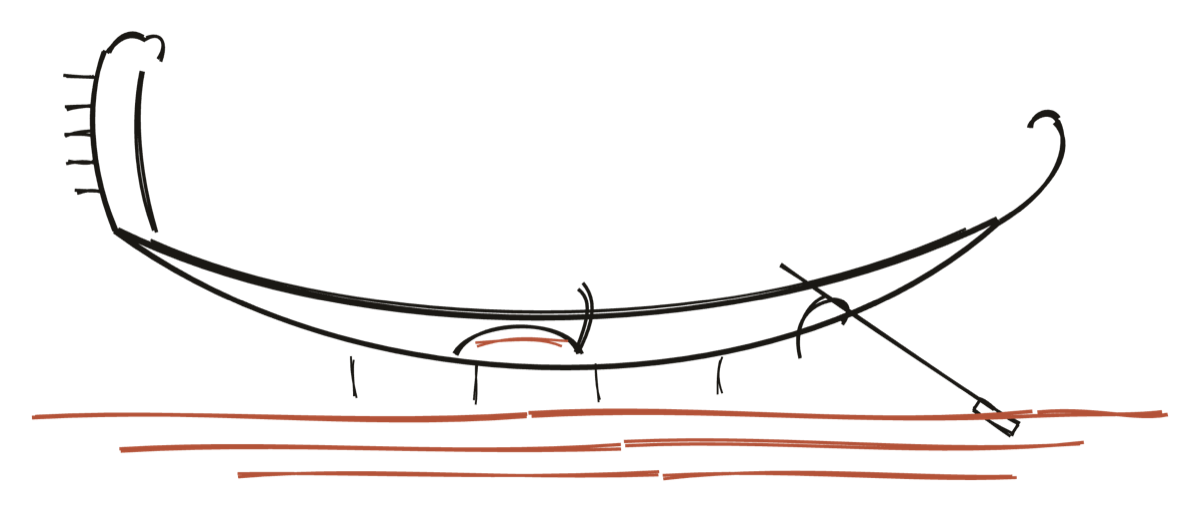 A hand-drawn Venetian gondola
