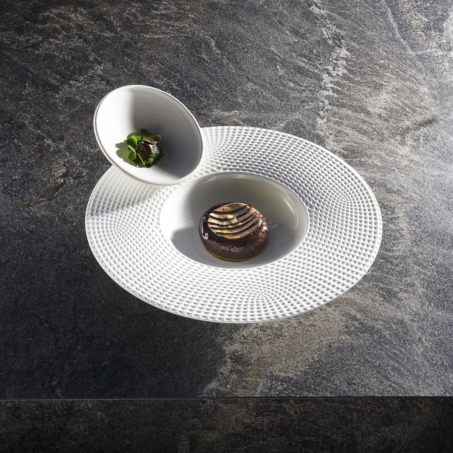 Ristorante Berton, Porta Nuova Milan — Andrea Berton's plated tasting course on white linen