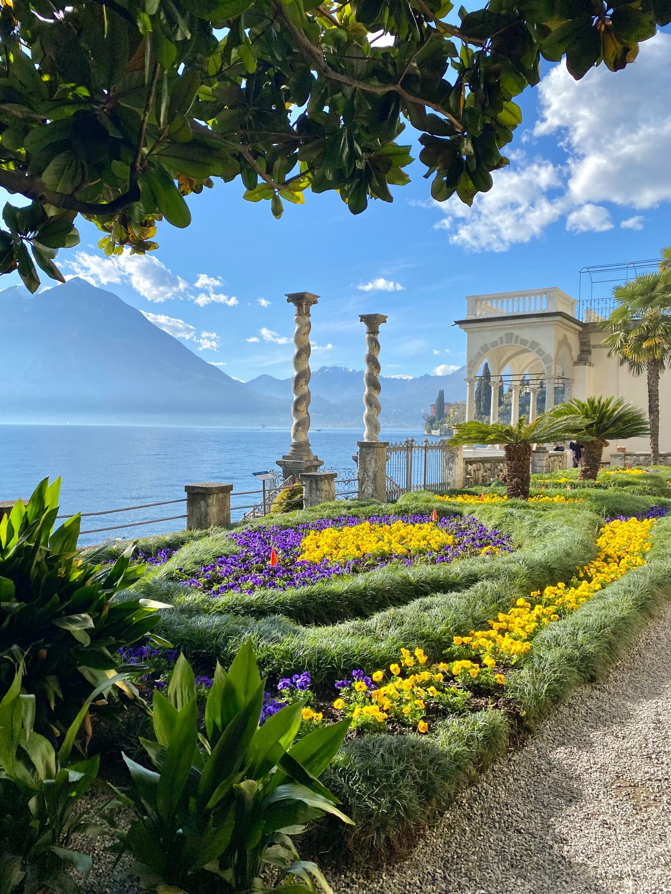 Villa garden overlooking Lake Como in spring bloom