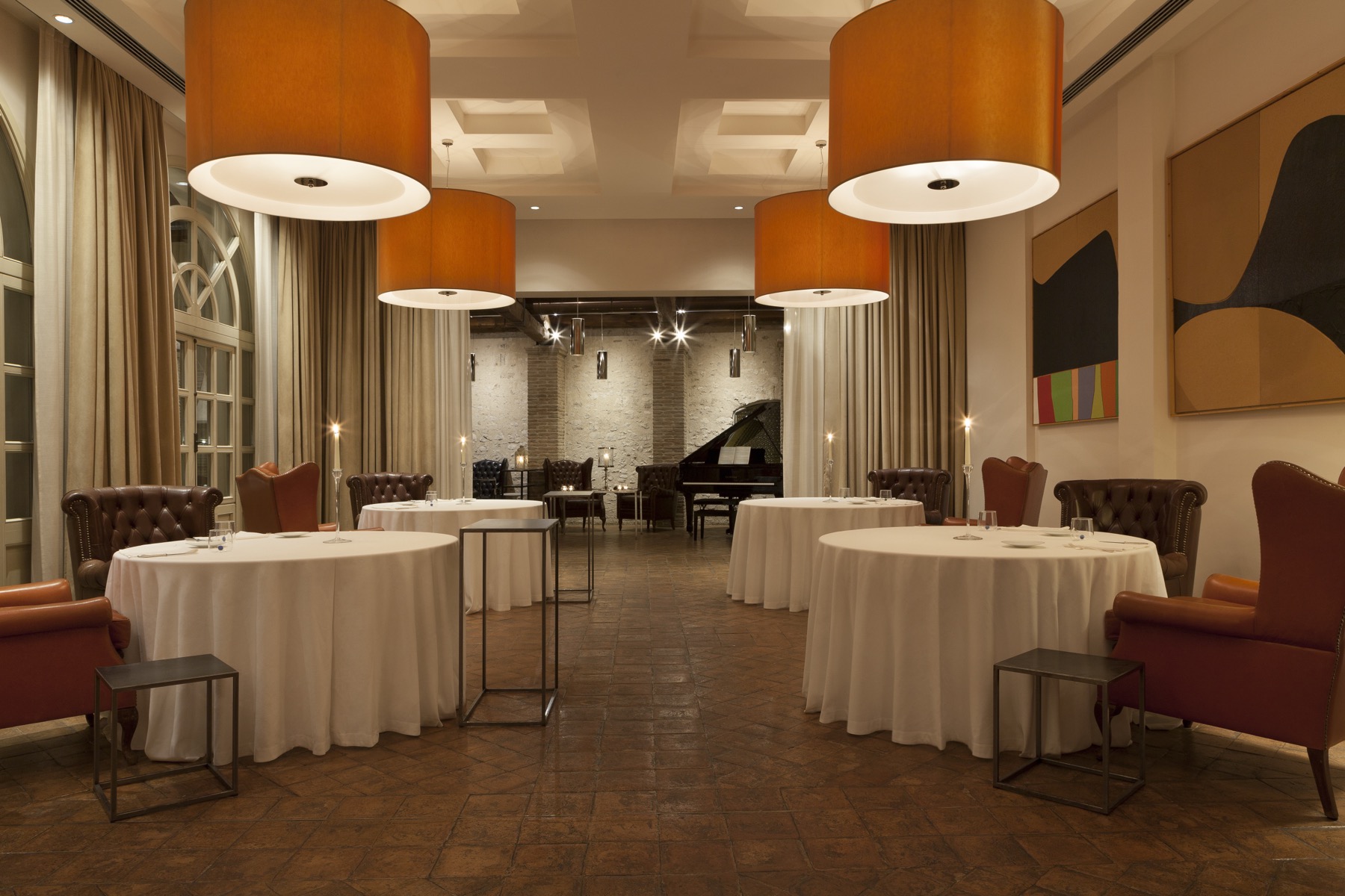 Vespasia restaurant at Palazzo Seneca, Norcia — Michelin-starred dining room